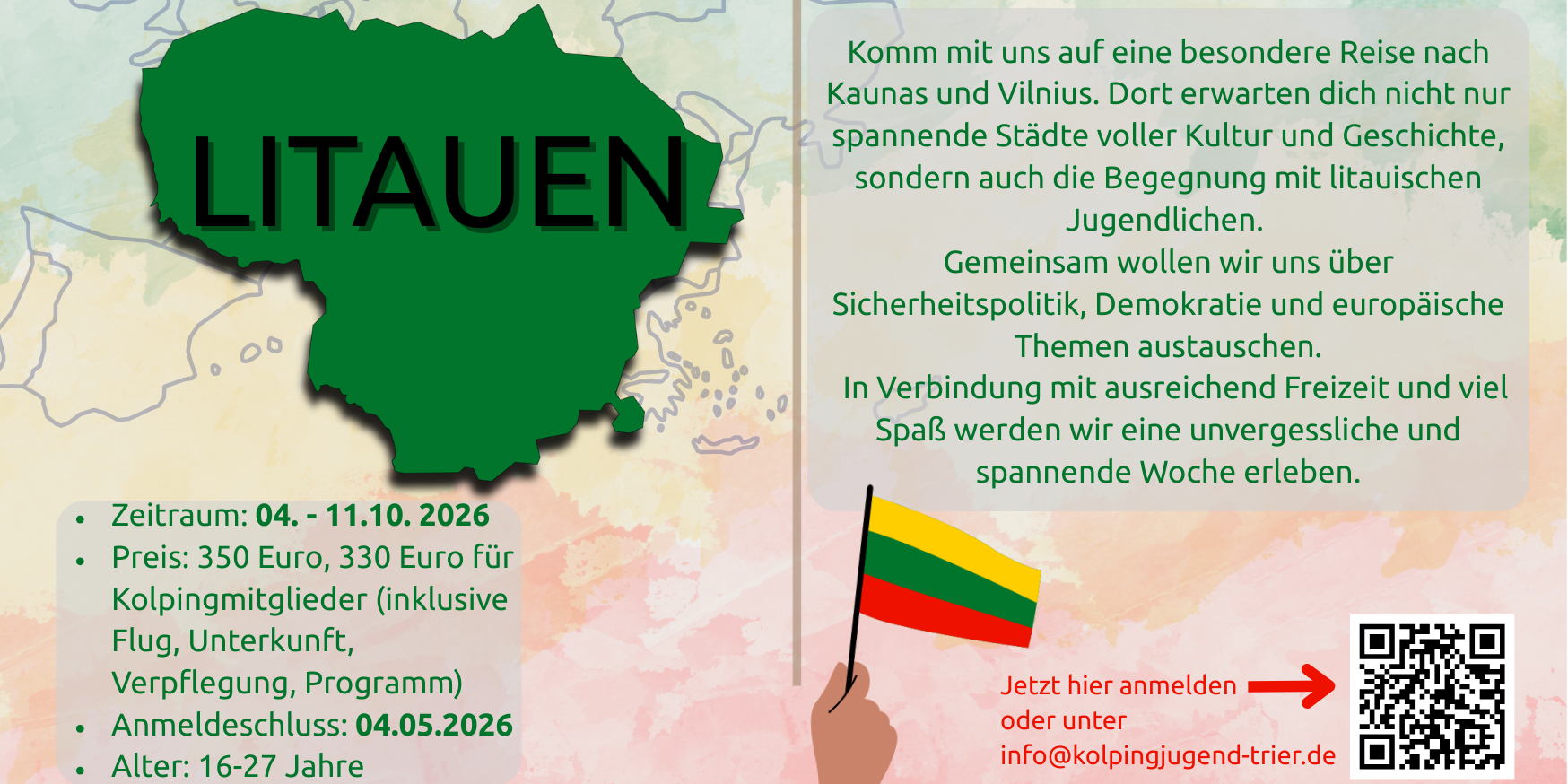 Eine Landkarte von Litauen mit der Beschreibung der Reise