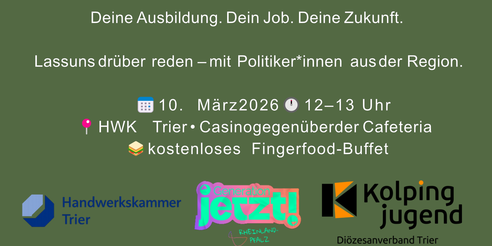 Plakat Politiker unterhalten sich mit jungen Menschen